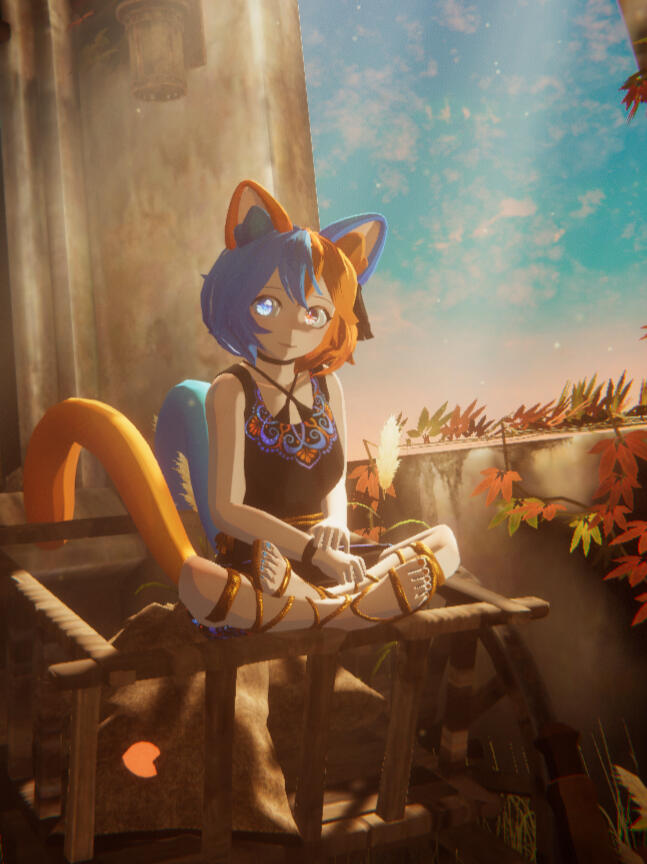 Keidakat sitting next to a window